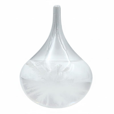 Barometr Burzowy Fitzroya - Kropla Storm Glass z możliwością personalizacji grawerem - elegancki prezent w kształcie kropli, wysokość 11 cm, szklane naczynie z unikalnymi kryształami reagującymi na zmiany pogody