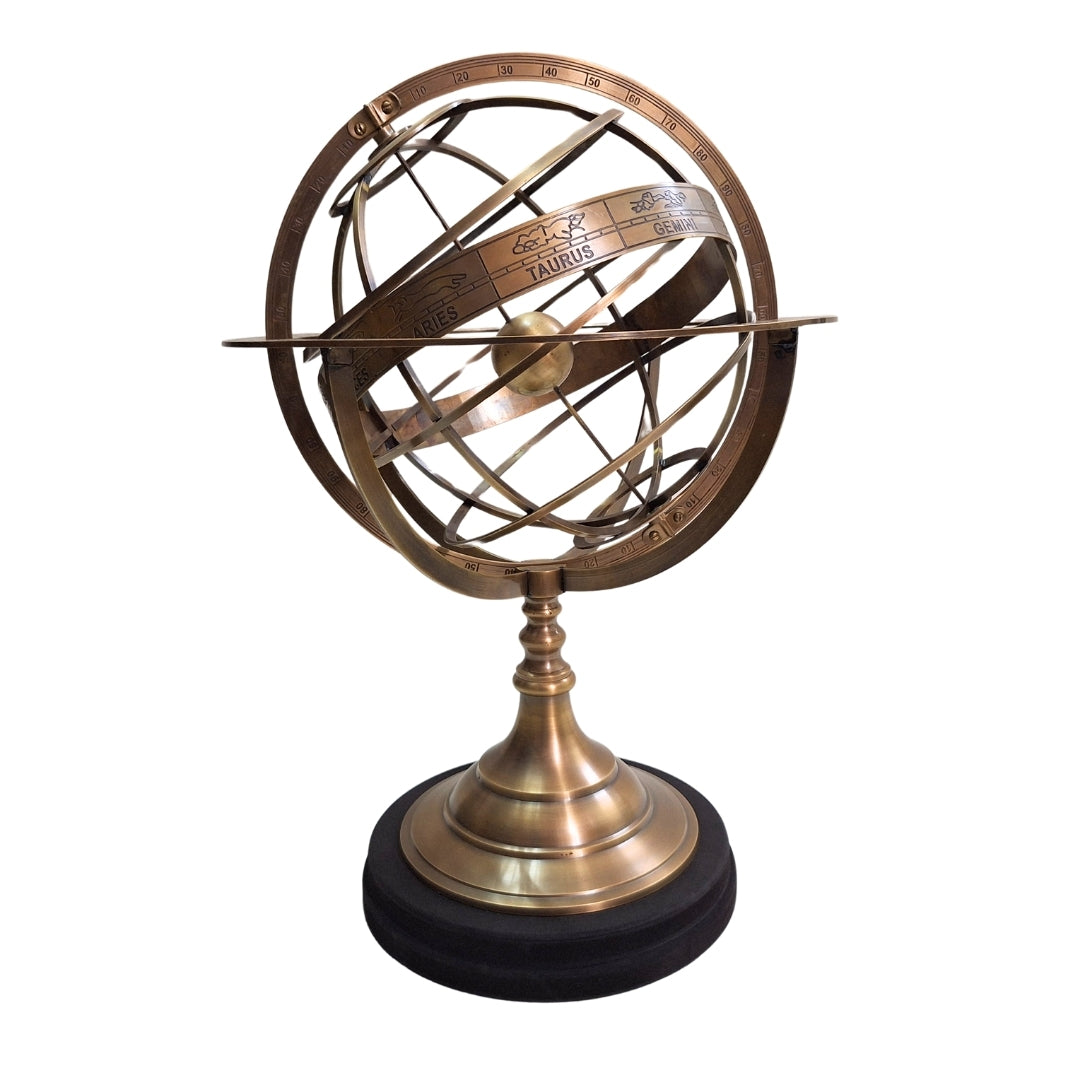 Astrolabium Mosiężne z Grawerem – Elegancka Dekoracja Gabinetu o Wysokości 52 cm