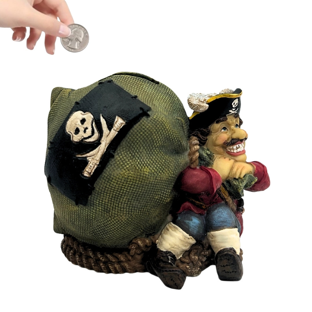 Decorative Pirate Treasure Piggy Bank 14 cm with customizable engraving