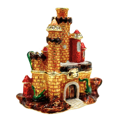Castle-Shaped Jewelry Box Decorated with Crystals with Option for Personalized Engraving