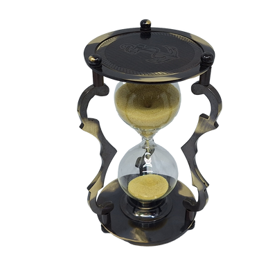 Elegant Antique Brass Hourglass 5 min with Engraving