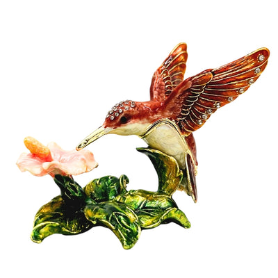 Exclusive Hummingbird Jewelry Box with Crystals, Personalized Engraving, Metal, 8x5.5x7 cm