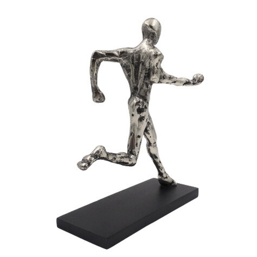 Statuetă alergător, figurină metalică cu gravură