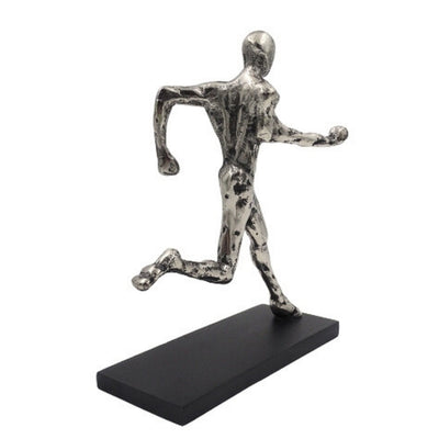Statuetă alergător, figurină metalică cu gravură