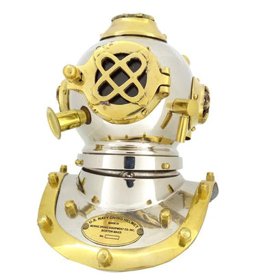 Cască de scafandru din alamă US Navy Mark IV, cu posibilitate de personalizare prin gravură - cadou ideal pentru orice ocazie, înălțime 20 cm, replică marinărească DIVER - DH93
