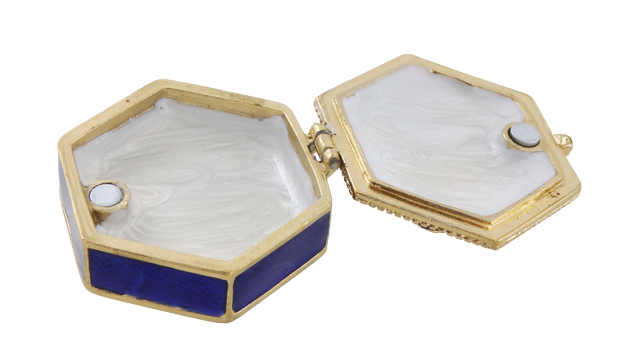 Elegant metal gift box with crystals B0035-08BL in navy blue and gold color scheme with customizable engraving