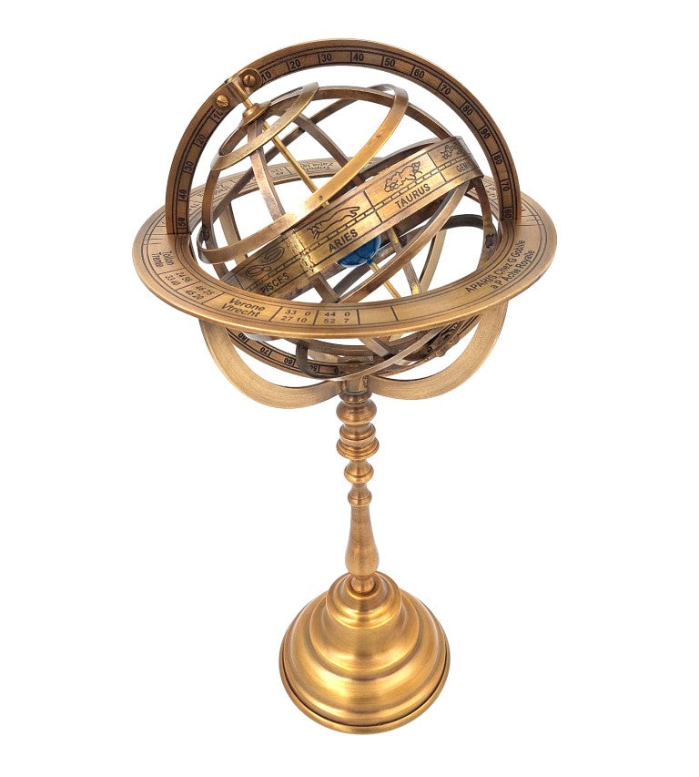 Astrolab sferic din alamă 39cm, cu posibilitate de personalizare prin gravură
