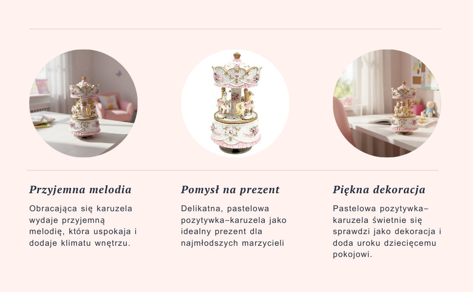 Karuzela Pozytywka Pastelowa MP-333 z Grawerem