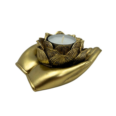 Złoty Świecznik Glamour na Tealight z Możliwością Personalizacji Grawerem – Elegancki Dekoracyjny Element Wnętrza o Wymiarach 11,5 x 9,4 x 4,8 cm z Polyresinu
