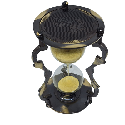 Elegant Antique Brass Hourglass 5 min with Engraving