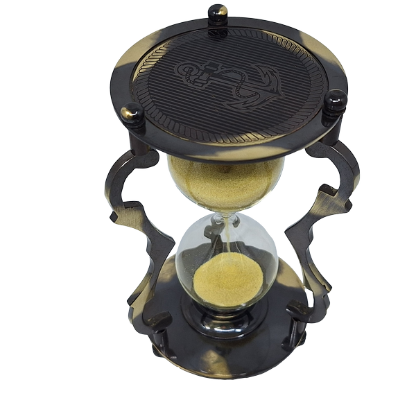 Elegant Antique Brass Hourglass 5 min with Engraving