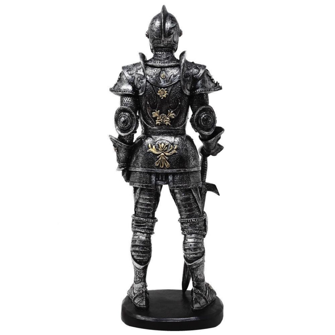 Figurka Dekoracyjna Rycerz w Zbroi 39cm Srebrna z Możliwością Personalizacji Grawerem