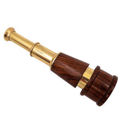 Retro Brass and Wood Telescope HT021 with Engraving Option – Elegant Vintage Nautical Style Decoration Gift, Length 18 cm