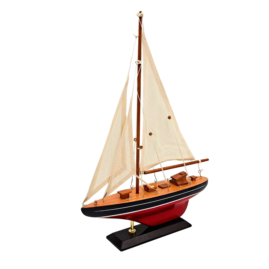 Elegancki Drewniany Model Jachtu Żaglowego 30 cm z Personalizacją Grawerem