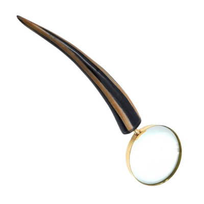 Elegant Retro Reading Magnifier with Brass Frame and Buffalo Horn Handle - Personalized Engraving - Ideal Gift for Seniors - High-Quality 3.5x Magnifying Lens in Vintage Style