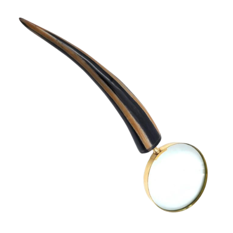 Elegant Retro Reading Magnifier with Brass Frame and Buffalo Horn Handle - Personalized Engraving - Ideal Gift for Seniors - High-Quality 3.5x Magnifying Lens in Vintage Style