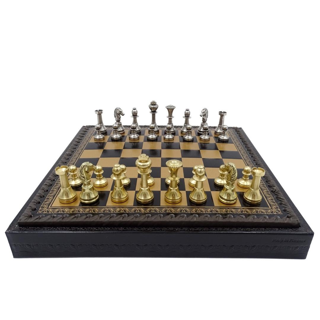 Ekskluzywne Mosiężne Szachy Italfama 28x28 cm z Personalizacją Graweru