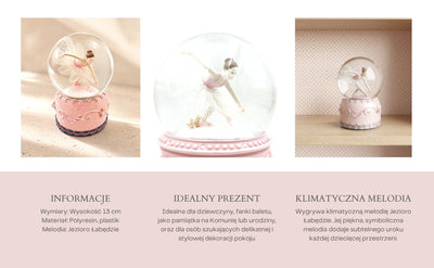 Tańcząca Baletnica w Szklanej Kuli 12cm z Możliwością Personalizacji Graweru - Elegancka Pastelowa Dekoracja na Prezent dla Miłośników Baletu, Wykonana z Polyresinu i Szkła