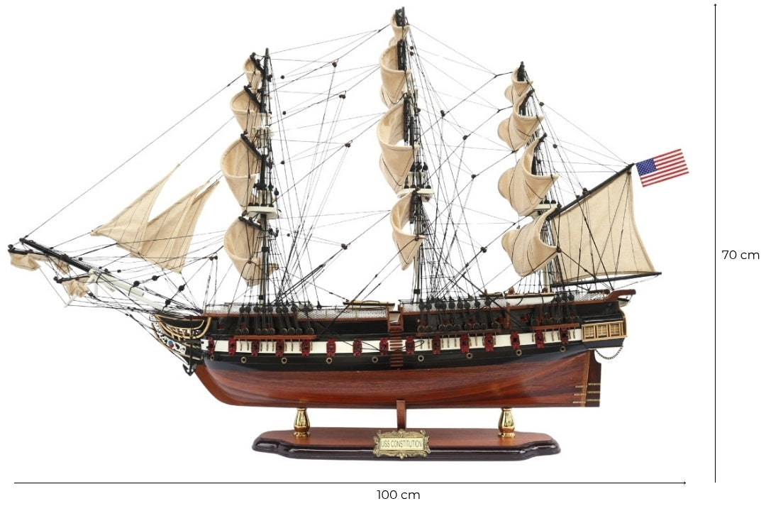 Ekskluzywny Wielki Model Żaglowca USS Constitution 100cm z Możliwością Personalizacji Grawerem