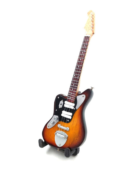 Mini gitara 15cm w stylu Kurta Cobaina z możliwością personalizacji grawerem - brązowa mahoniowa gitara na prezent dla fana grunge’u i Nirvany