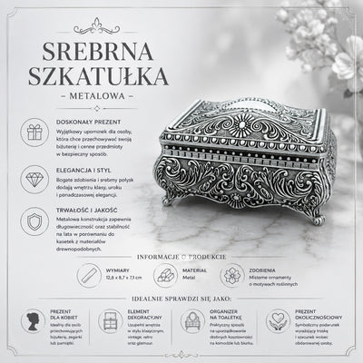 Silver Metal Jewelry Box 20-74M with Engraving