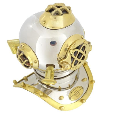 Cască de scafandru din alamă US Navy Mark IV, cu posibilitate de personalizare prin gravură - cadou ideal pentru orice ocazie, înălțime 20 cm, replică marinărească DIVER - DH93