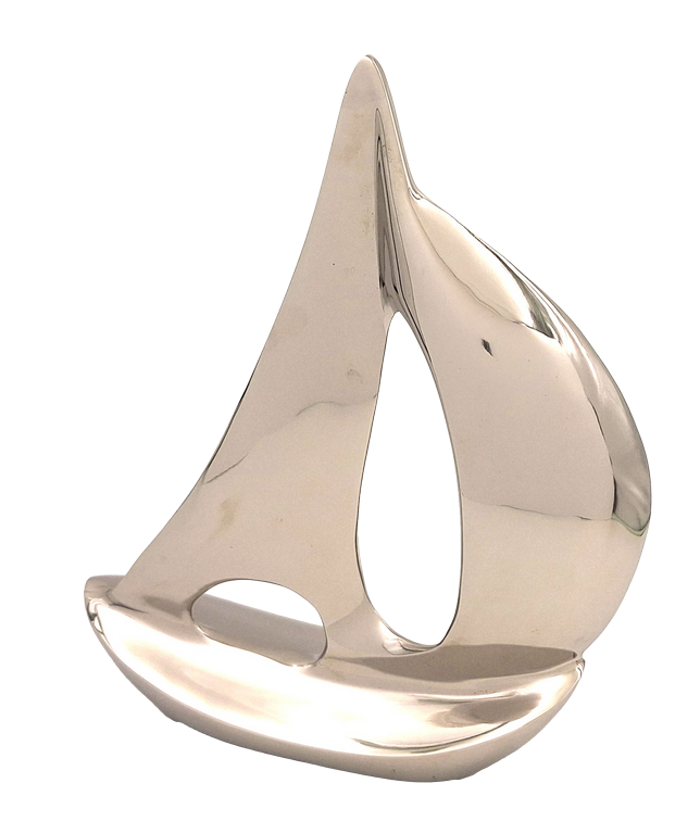 Elegancki metalowy model jachtu 36 cm z możliwością personalizacji grawerem