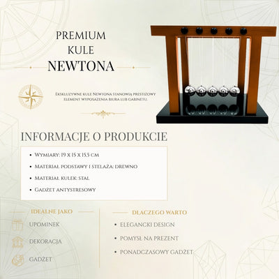 Eleganckie Kule Newtona Premium Duże na Drewnianej Podstawie z Możliwością Personalizacji Grawerem
