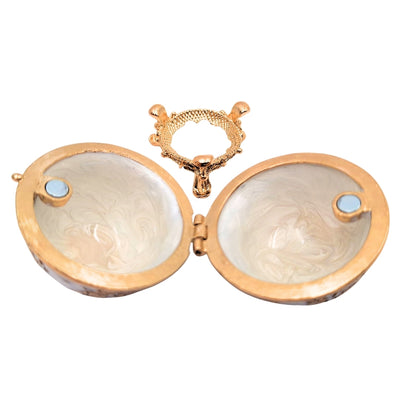 Exclusive Fabergé Egg Metal Jewelry Box with Crystals in White and Gold with Engraving Personalization Option