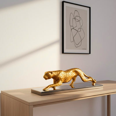 Elegancka Figurka Dekoracyjna Lampart Złoty 42cm z Personalizowanym Grawerem
