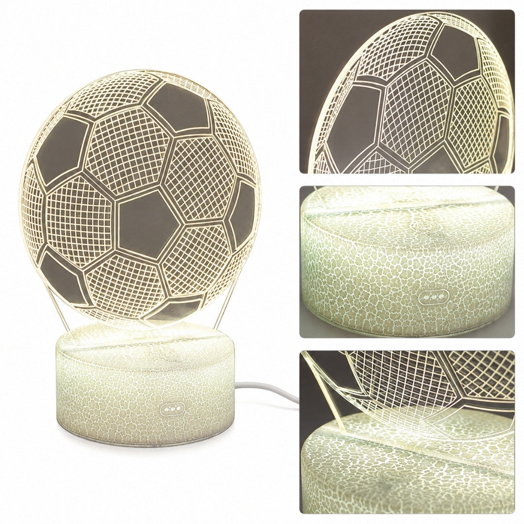 Lampka nocna Piłka z możliwością personalizacji grawerem - Idealny prezent dla miłośników piłki nożnej - 17 cm wysokości - 3 kolory do wyboru - Zasilanie USB lub 3 baterie AAA