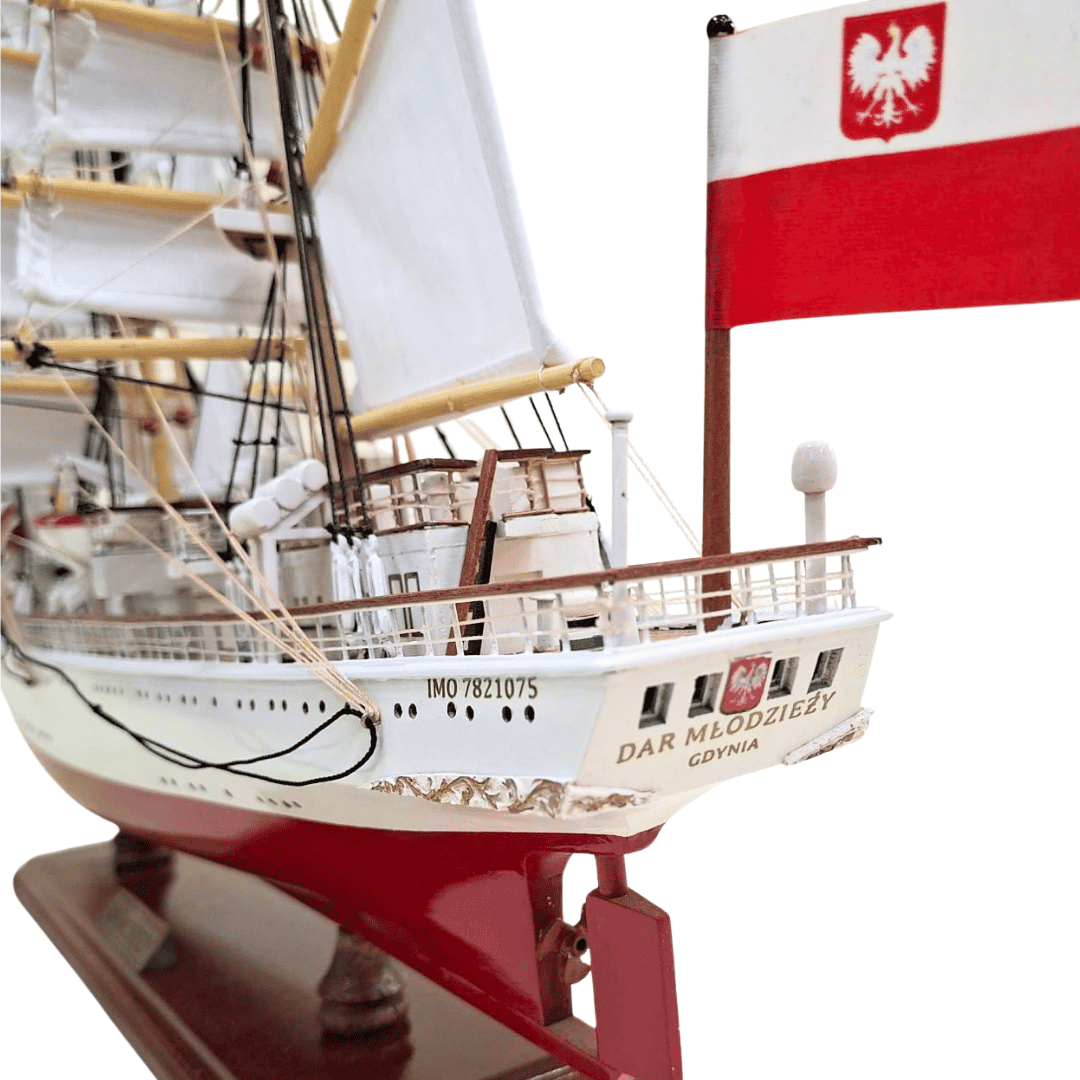 Ekskluzywny Model Żaglowca Statku Dar Młodzieży XXL 71 cm, możliwość personalizacji grawerem
