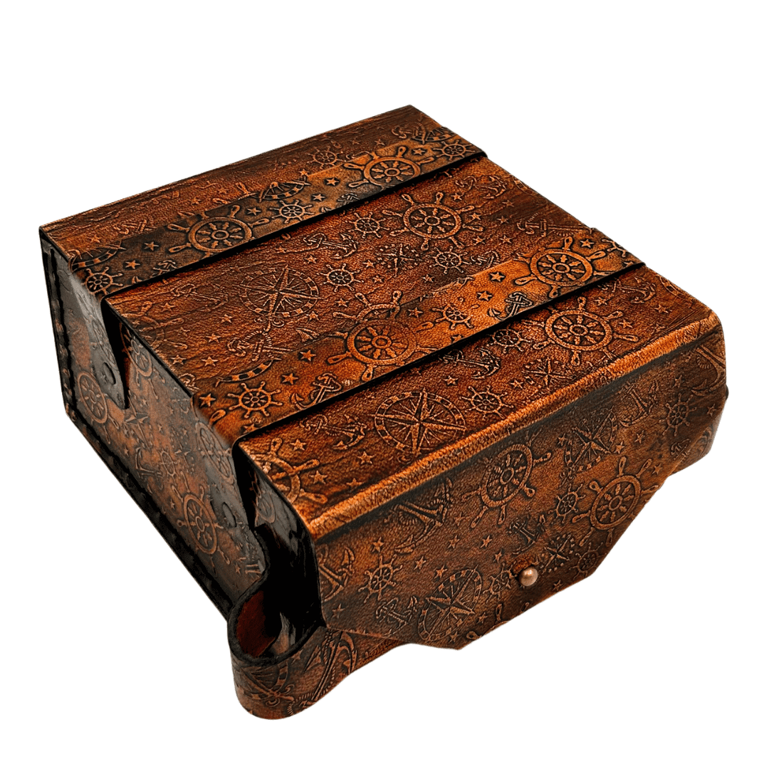 Sekstant Mosiężny Retro w Skórzanym Etui - Elegancki Instrument Nawigacyjny z Możliwością Grawerunku - Idealny Prezent dla Miłośników Żeglarstwa i Historii - Wymiary 13x12x7 cm