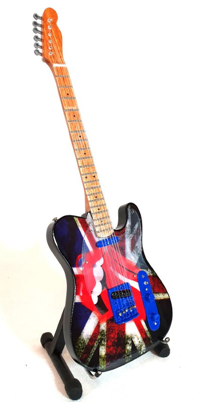 Mini gitara w stylu Rolling Stones Keith Richards MGT-2301 z możliwością personalizacji grawerem, idealny prezent dla fana muzyki, ręcznie wykonana z mahoniu, wysokość 27,5 cm