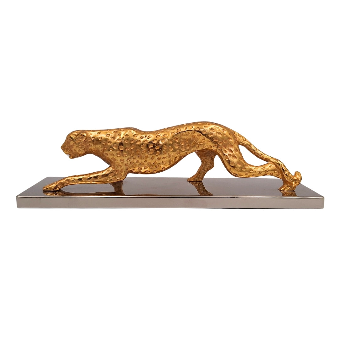 Elegancka Figurka Dekoracyjna Lampart Złoty 42cm z Personalizowanym Grawerem