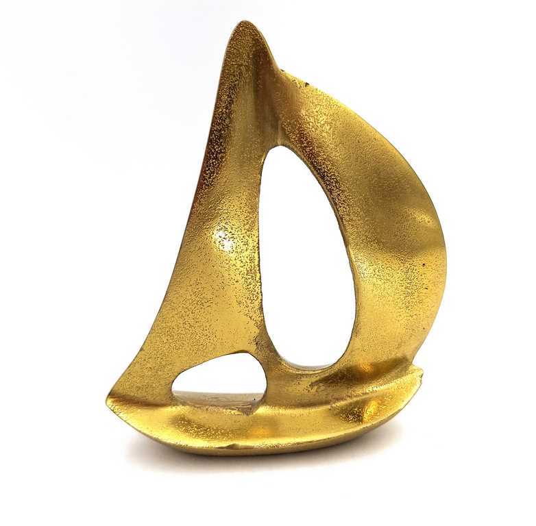 Iaht auriu din aluminiu 19,5 cm, cu posibilitate de personalizare prin gravură - decorațiune elegantă de oferit cadou iubitorilor de navigație