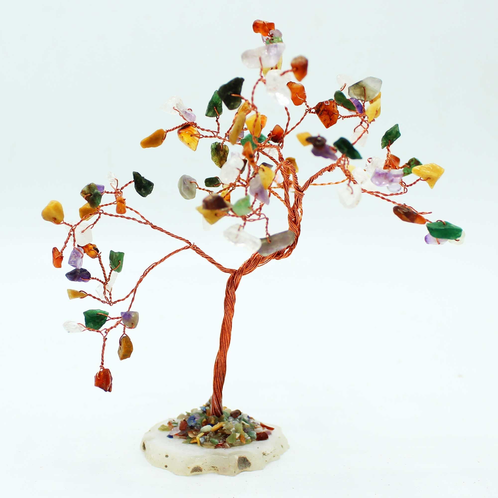 Magic Crystal Tree with 100 Diverse Stones on a Natural Agate Base