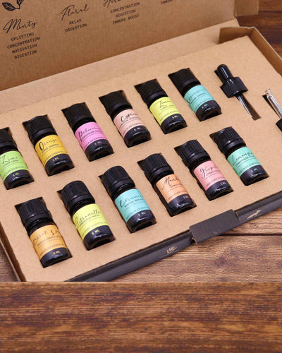 Letnia Energia Natury – Luksusowy Zestaw 12 Olejków Eterycznych 5 ml z Pipetami