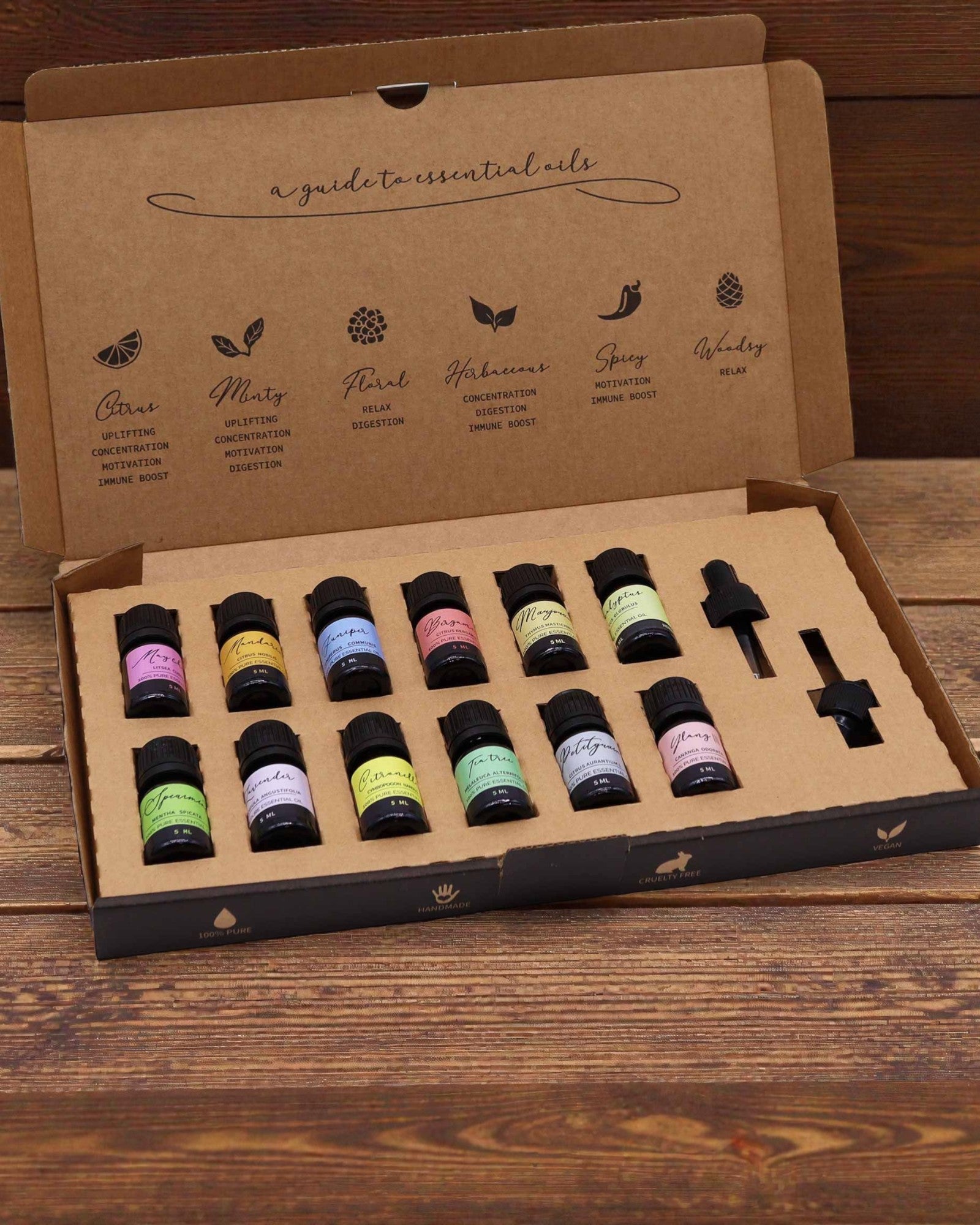 Wiosenne Przebudzenie Natury – Luksusowy Zestaw 12 Olejków Eterycznych 5 ml z Pipetami