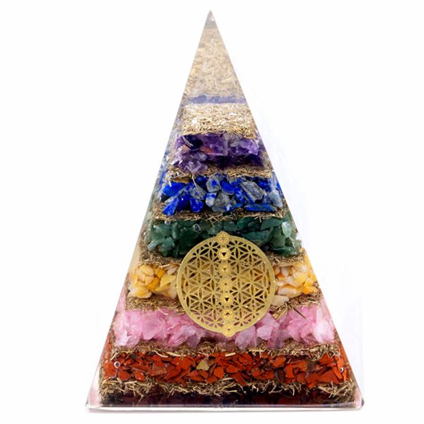 Orgonitová pyramida Sedm čaker a květ života
