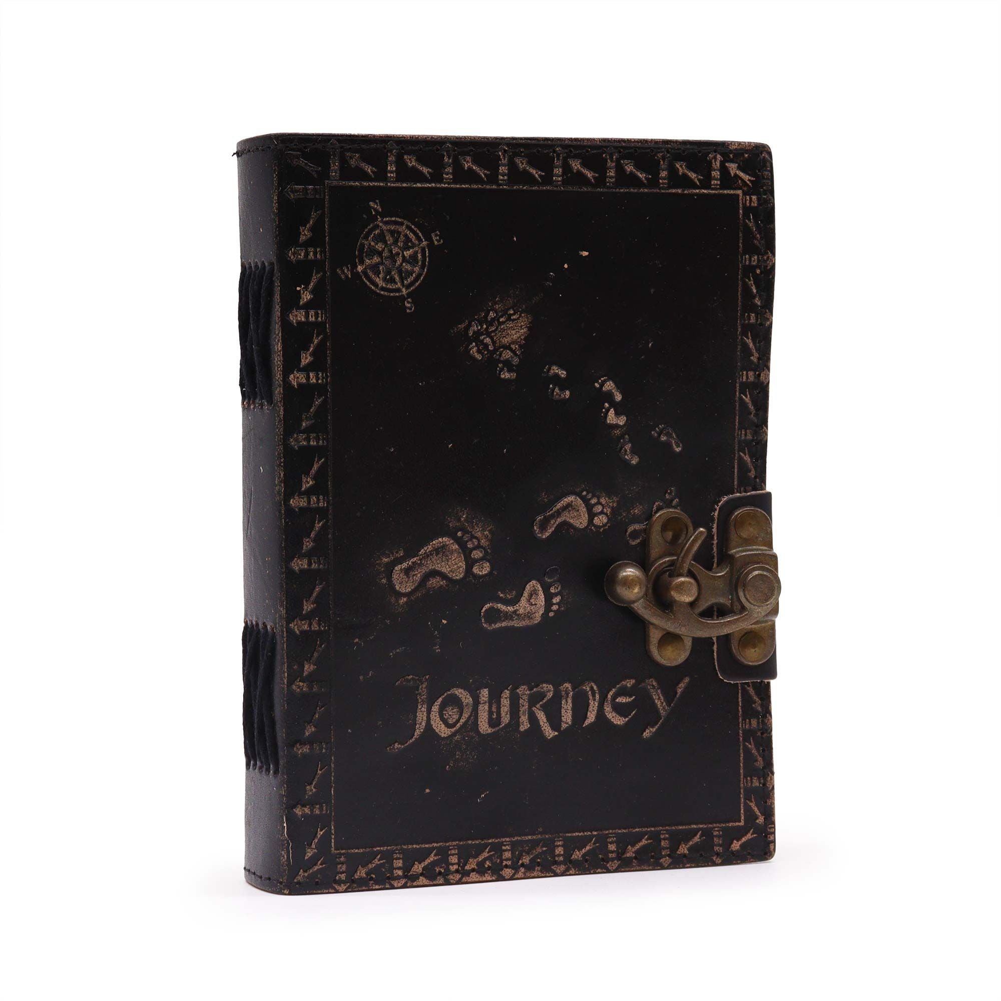 Jurnal din piele Journey în nuanță cafeniu închis - Caiet elegant de călătorie cu finisaj realizat manual, 7x5 inci, 100 de pagini goale