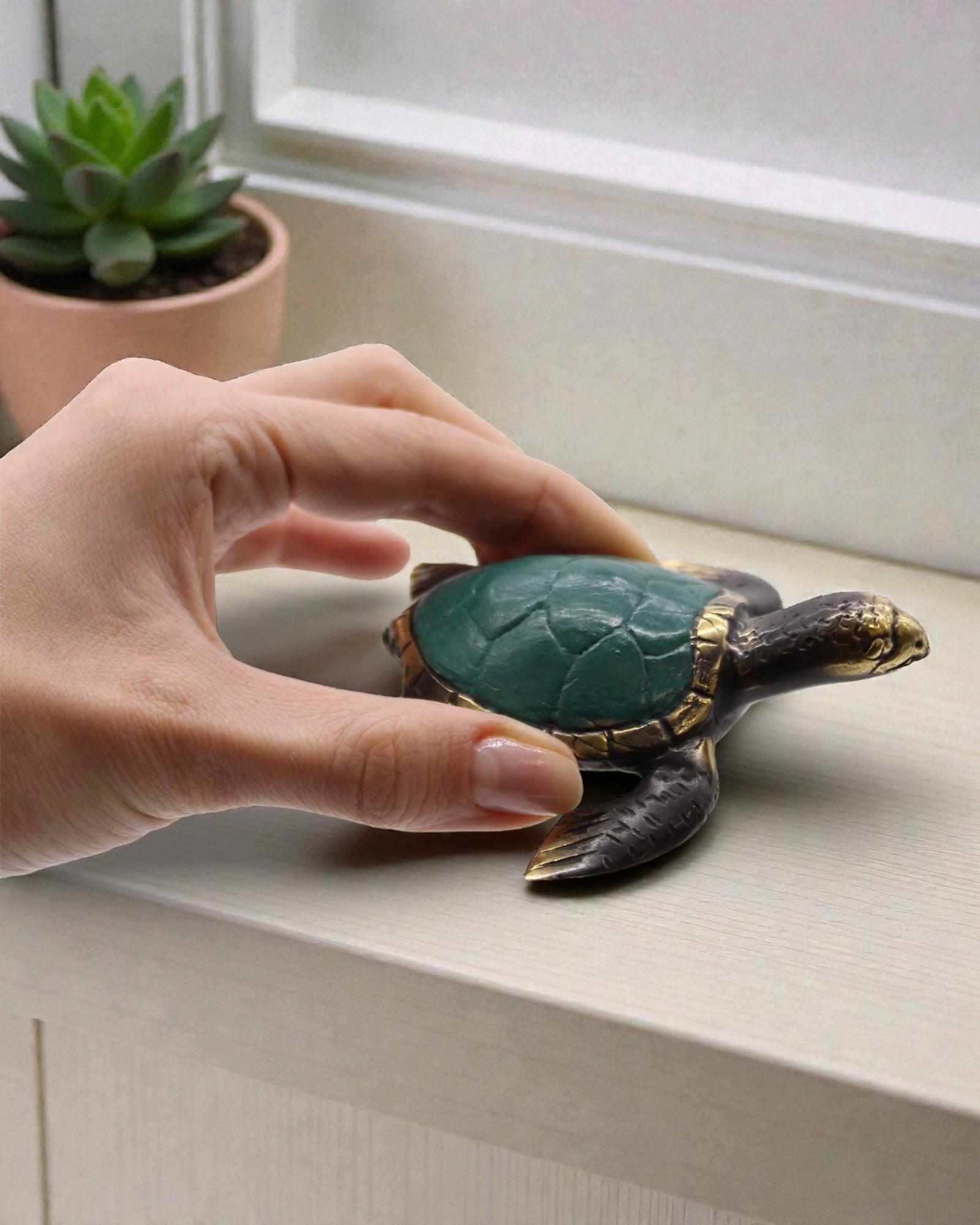 Trio al armoniei mării – Set lucrat manual din 3 broaște țestoase din alamă