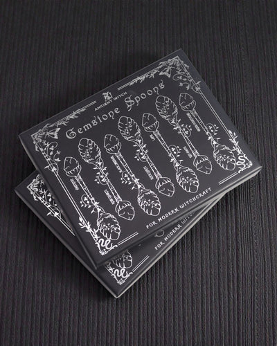 Arcana Noctis – Set de 7 lingurițe de vrăjitoare, gri închis, cu pietre naturale