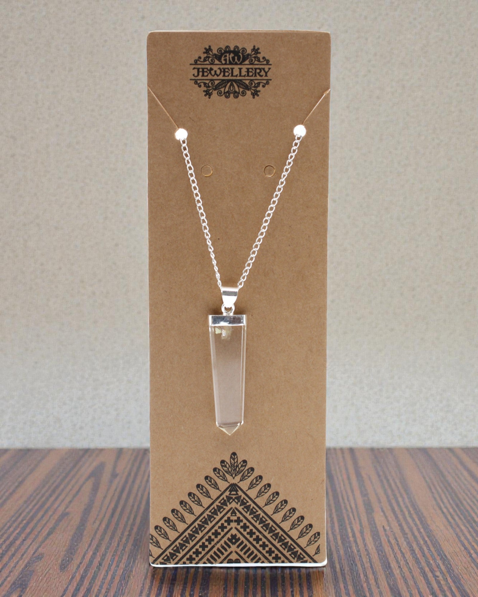 Crystal Ray – Pandantiv plat din cristal de stâncă, în șlefuire de cristal