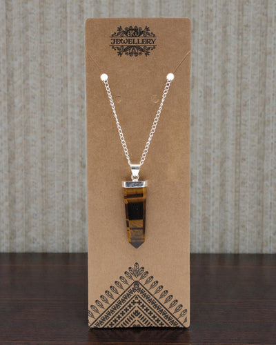 Tiger Flame – Flat Pendant of Tiger’s Eye in Crystal Cut