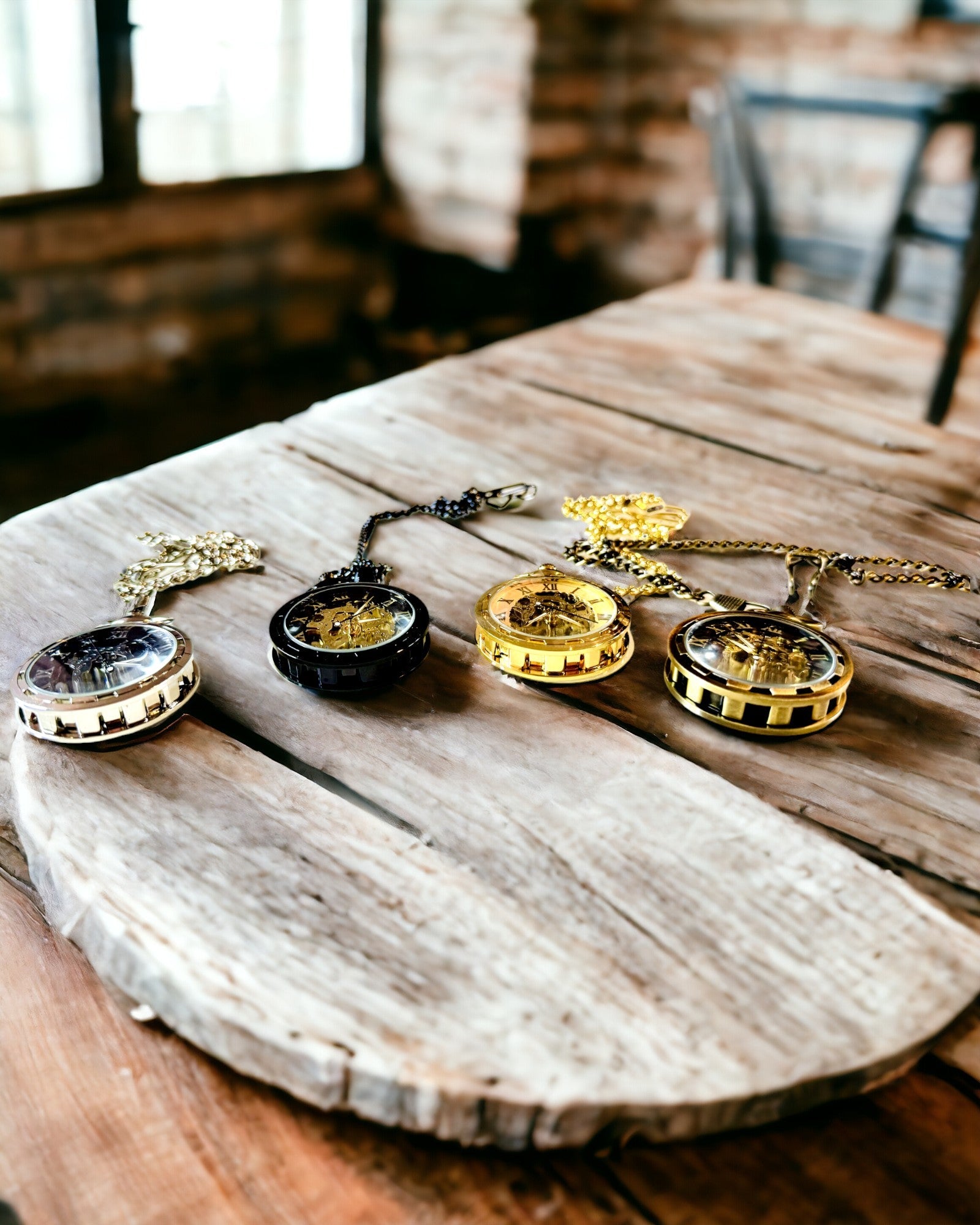 Mechanical Retro Style Pocket Watch, Waterproof, Semi-Automatic - Black Color - Perfect for a Gift, Engraving