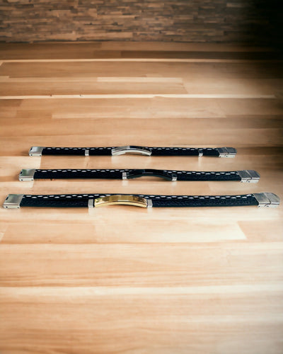 Brățară Sport din Piele PU și Oțel Inoxidabil cu Posibilitate de Gravare – 3 Culori