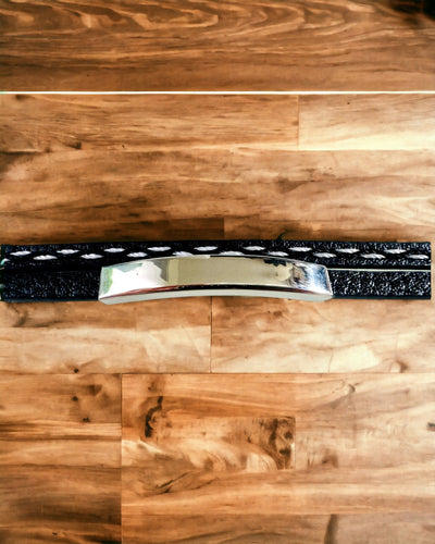 Brățară Sport din Piele PU și Oțel Inoxidabil cu Posibilitate de Gravare – 3 Culori