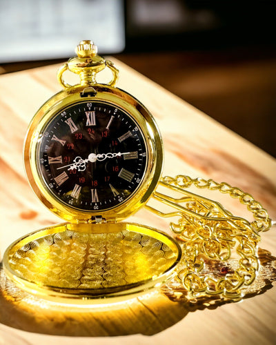 Golden Color Pocket Watch with Engraving Option