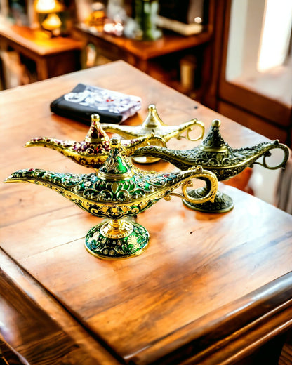 Lampa Magică a lui Aladin cu Opțiune de Gravare - Variantă Albă, împletită cu auriu